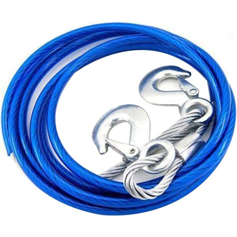 Aiperq - Cordes de Remorquage de 5 Tonnes Résistante 4 Mètres Dépannage Cable de Remorquage avec 2 Crochets de Sécurité pour Voitures