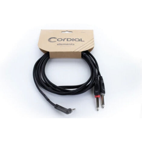 Cordial 14868  Audio Y-Adapter [1x Klinkenstecker 3.5 mm - 2x Klinkenstecker 6.3 mm (mono)] 3 m Schw