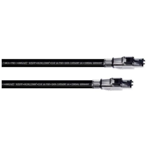 Cordial 15609 RJ45 Câble réseau, câble patch CAT 6a SF/UTP 1.50 m noir gaine PUR 1 pc(s) Y119853