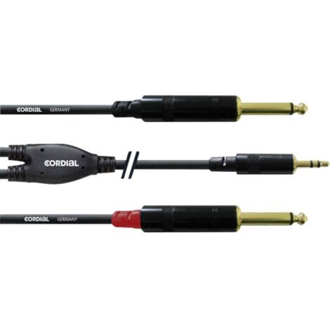 Cordial Audio Cavo adattatore [1x Spina jack da 3.5 mm - 2x Spina jack da 6.3 mm] 6.00 m Nero