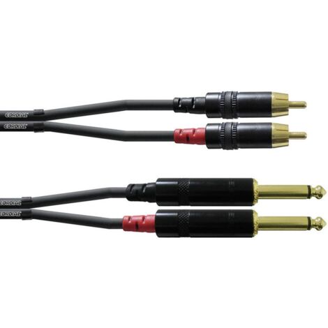 Cordial CFU3PC Audio Cavo adattatore [2x Spina jack da 6.3 mm - 2x Spina RCA] 3.00 m Nero