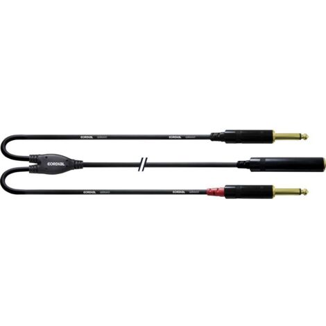 Cordial CFY 0,3 KPP Audio Adattatore a Y [1x Presa jack da 6.3 mm - 2x Spina jack da 6.3 mm] 30.00 cm Nero