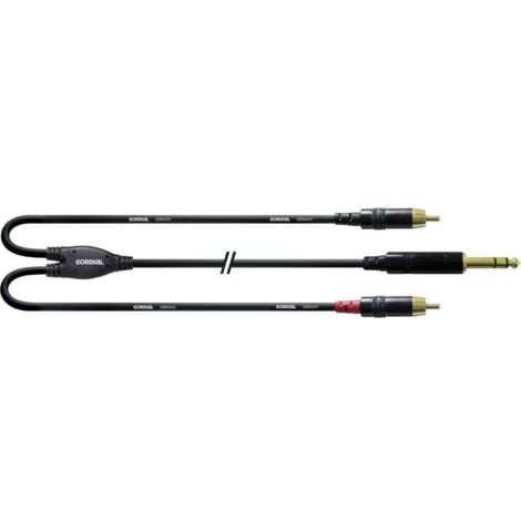 Cordial CFY 3 VCC Audio Adattatore a Y [1x Spina jack da 6.3 mm - 2x Spina RCA] 3.00 m Nero