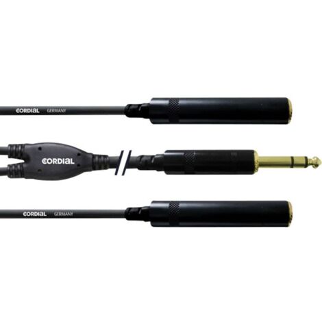 Cordial CFY0.3VKK Jack Cavo adattatore [1x Spina jack da 6.3 mm - 2x Presa jack da 6.3 mm] 30.00 cm Nero