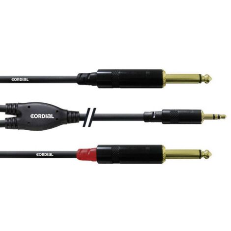 Cordial CFY1,5WPP Audio Cavo adattatore [1x Spina jack da 3.5 mm - 2x Spina jack da 6.3 mm] 1.50 m Nero