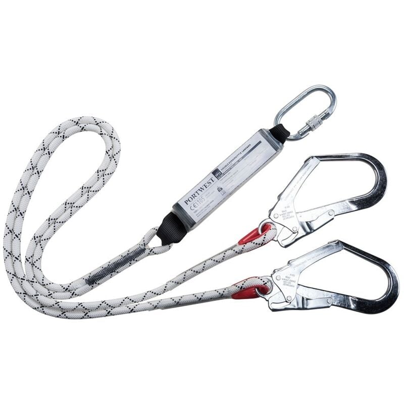 Cordino Doppio per Ponteggi con Moschettoni e Assorbitore di Energia Bianco