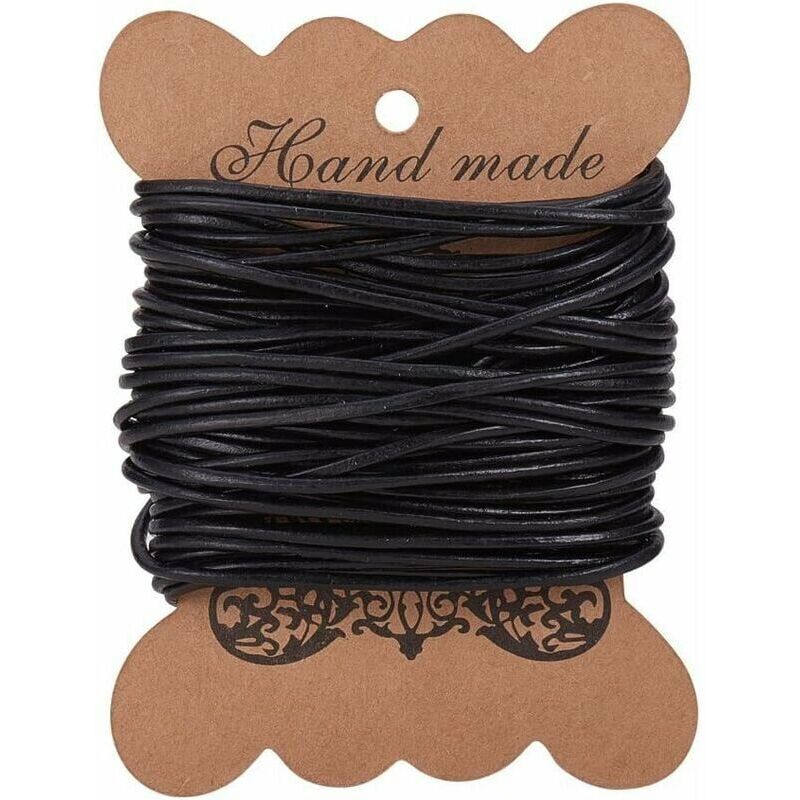 Image of Cordino in pelle di mucca da 10 m per gioielli fai da te e creazione di collane e braccialetti, nero, 2 mm