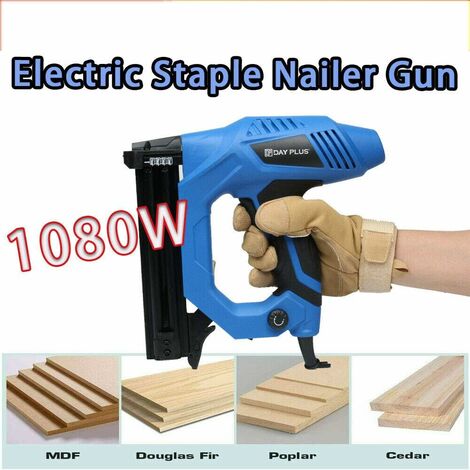 Cordled Electric Stapler Nailer Tacker New Straight Nail Gun 15-25mm 220V 1080W Heavy-Duty Woodworking Power Tool, Multifunction Straight+Staple Gun 2 in 1 Framing Tacker Electric Nail Gun Tool