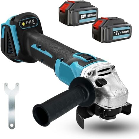 Cordless Angle Grinder,Compatible with Makita 18V Battery, 125mm Power Angle Grinder Tools with 2X 5.5Ah Batteries, 7500RPM Brushless Motor Metal, 1/2'' Cutting Wheels, Flap Disc for Cutting