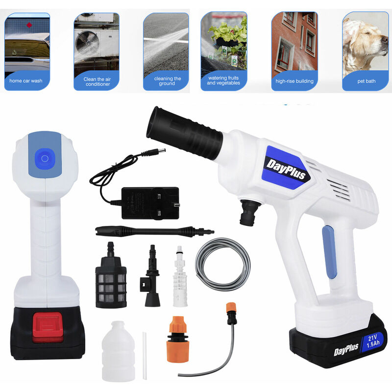 Cordless Car High Pressure Washer Jet Water Wash Cleaner Gun Portable w/ 2x Battery