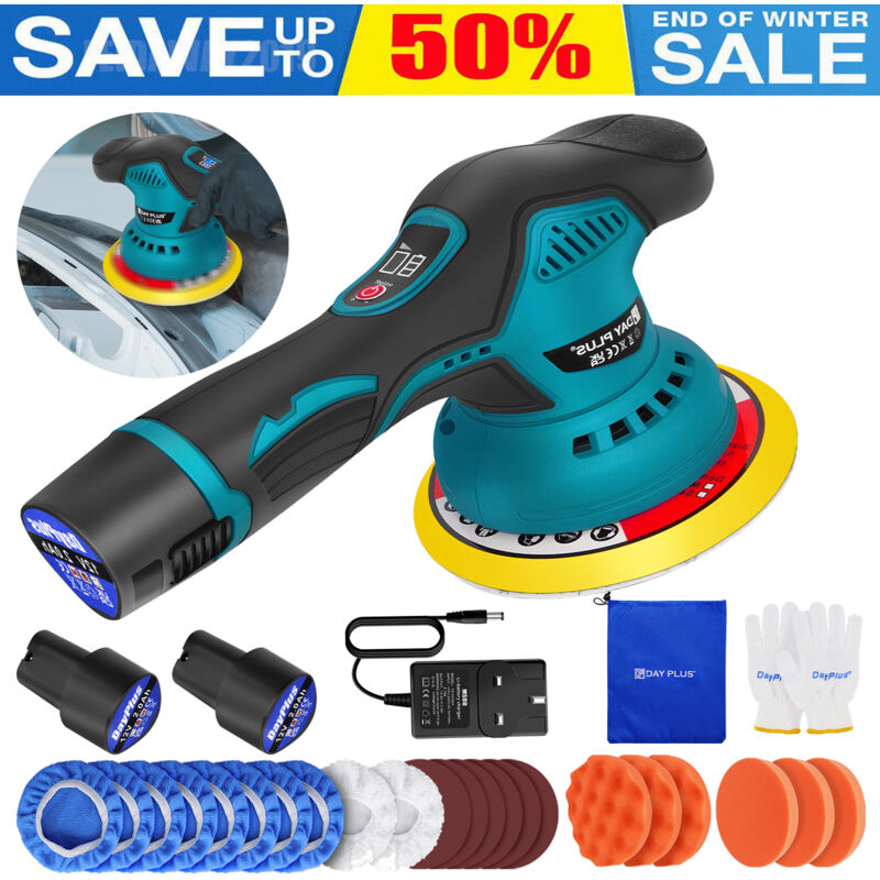 Briefness - Cordless Car Polisher Buffer Sander Auto Polishing Machine Pad Bonnet 2x Battery