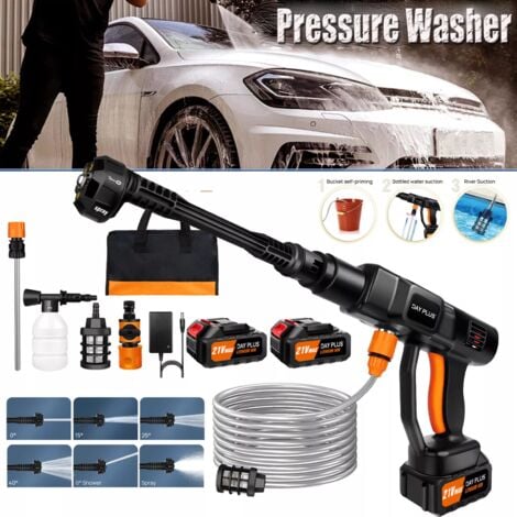 DAYPLUS Cordless Car Pressure Washer Water 3000W 180Bar Jet Wash Floor Cleaner 2 Battery