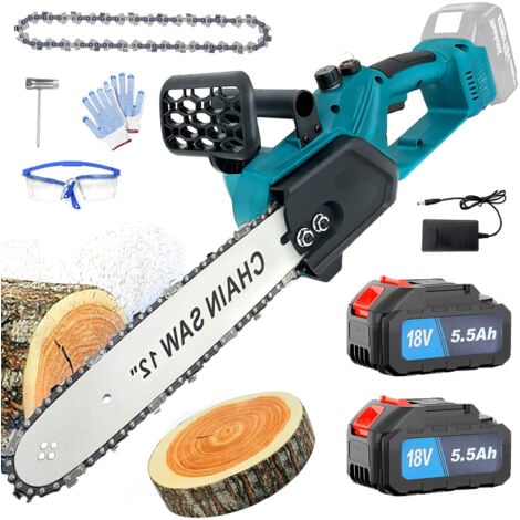 PEDONY Cordless Chainsaw, Heavy Duty 12 Inch Cordless Brushless Electric Chainsaw, Handled Wood Cutter saw with Chains + 2x 5.5A Battery + Charger, Compatible with Makita Battery