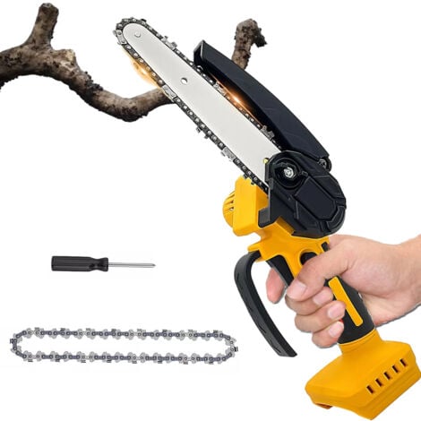 TEETOK Cordless chainsaws, 21V 6" Electric Mini Chainsaw ,Cordless Power Chain Saw with 2 Saw Chains,for Trees Branches Pruning Wood Cutting (Body Only,No Battery),Compatible with DeWALT Battery