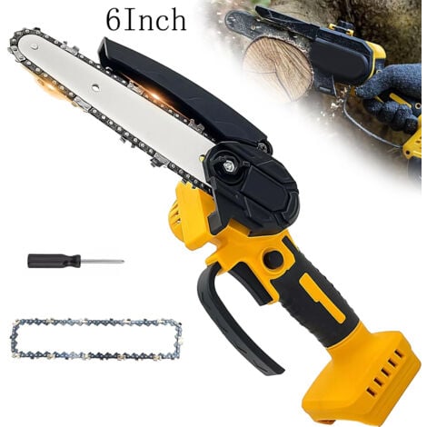 TEETOK Cordless chainsaws, Brushless Mini Chainsaw 6 Inch,with 2 Saw Chains,Handheld Chain Saw for Wood Cutting Garden Trimming Small Chainsaw (Body Only,No Battery),Compatible with DeWALT Battery