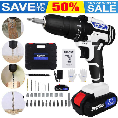 Cordless Combi Drill Driver Fast Charge Electric Screwdriver Battery LED Light