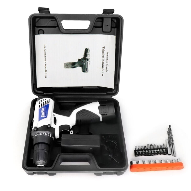 Cordless Combi Driver Drill Power Tool Drilling and Screwdriver Bit Set Light 2pcs Rechargeable Battery uk