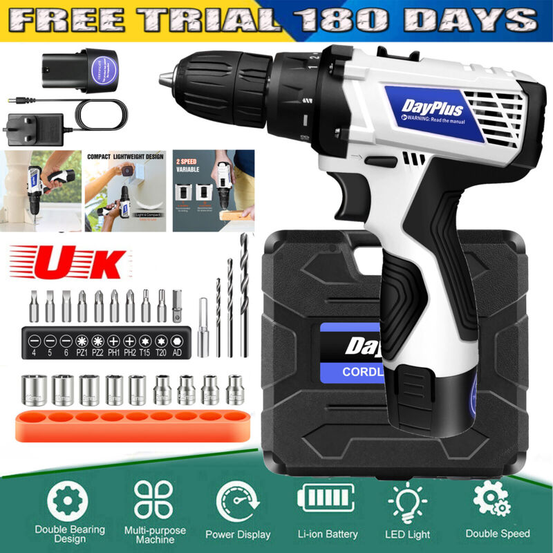 Dayplus - Cordless Drill Electric Screwdriver Drill Driver Rechargeable Battery Power Tool