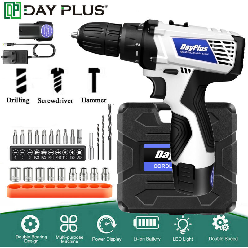 Dayplus - Cordless Drill Electric Screwdriver Drill Driver Rechargeable Battery Power Tool