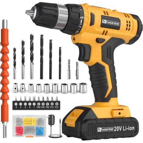 PULITUO Cordless Drill Set, 20V Electric Power Drill with Battery and Charger, Torque 30N, 21+1 Torque Setting, 3/8-Inch Keyless Chuck, Drill Driver Bits Kit, with LED Electric Drill Set