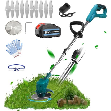 PEDONY Cordless Electric Grass Trimmer, Strimmer, Grass Cutter Garden Edger + Blades, with 1 Battery and 5.5A Charger, Compatible with Makita Charger