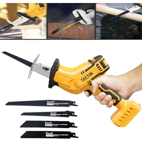 TEETOK Cordless Electric Reciprocating Saw, Saber Saw,With 4 Blades Wood Cutting Pruning Saw,Body Only (Not Included Battery),Compatible with DeWALT Battery 18V-21V