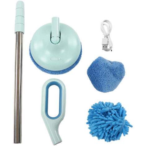 Cordless Electric Spin Scrubber 8.5W 5V 2A USB Charging Waterproof Retractable Electric Window Cleaning Brush for Car Blue