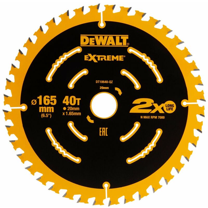 DT10640 Circular Saw Blade 165 x 20mm x 40 Tooth Extreme Framing DCS391 - Dewalt