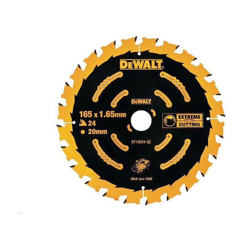 DT10624 Circular Saw Blade 165 x 20mm x 24 Tooth Extreme Framing DCS391 - Dewalt