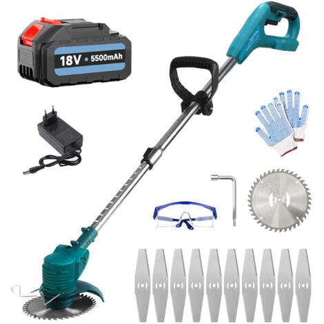 PEDONY Cordless Grass Trimmer, 30mm Electric Grass Strimmer with Blade Kits, with 1 Battery and 5.5A Charger, Compatible with Makita Charger