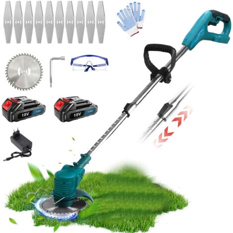 PEDONY Cordless Grass Trimmer Strimmer, 2x Battery, Grass Cutter, Garden Trimmer, 1x Charger, Compatible with Makita Charger