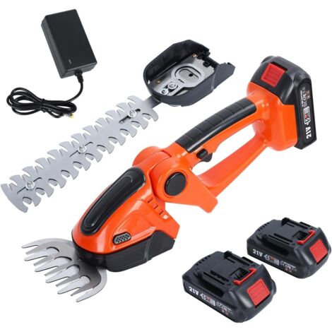 Cordless Hedge Trimmer, 2 Pack 24V Battery Powered, Handheld Electric Grass Trimmer, Shrub Trimmer & Bush Trimmer, Grass Shears, for Yard, Patio, Garden, Lawn