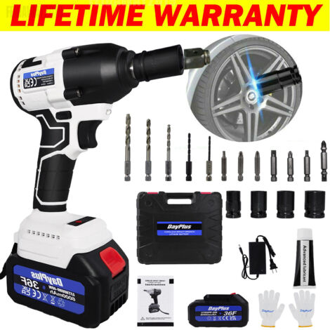 Cordless Impact Wrench Brushless 1/2 inch Driver 420N.m High Torque with Socket Set with Battery Li-Ion 3200rpm Variable Speed, with Carry Box