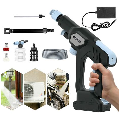 Cordless Jet Wash Power Washer 21V Electric Cordless Pressure Washer 30Bar High Pressure Cleaner with 3 Nozzles Extension Lance 5M Hose Ideal for Washing Cars Cleaning Fences Garden Floors