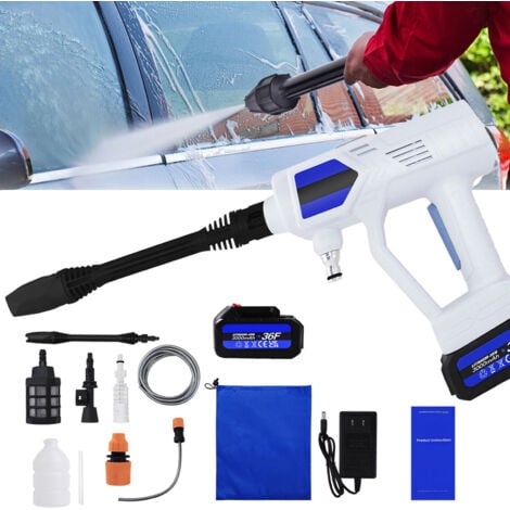 Cordless Jet Washer Portable Car Pressure Washer, Battery Power Washer with Water Tank for Car Washing, 21V 1.5Ah Battery & Charger, 2.8-3L/min, 6-In-1 Nozzle for Garden Window