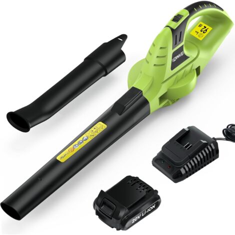 Cordless Leaf Blower, bigzzia Electric Garden Blower with 20V Battery 1 Charger 2-Speed Modes 2 Detachable Tubes, 3.3 IBS Lightweight Design, 209CFM Air Blower Dust Blower Car Blower