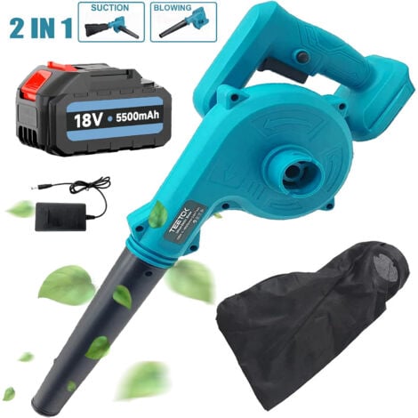 TEETOK Cordless leaf blowers and vacuums,Garden Air Blowers 2In1 for Snow/Patio/Garden/Garage Cleaning +1 5500mAh Battery + Charger ， Compatible with MaKita 18V Battery