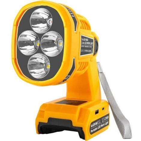 Cordless LED Work Light for Dewalt 18V 20V Max Battery 1120LM LED Outdoor Spotlight Flashlight with Red&White 4 Modes, Pivoting Head for Jobsite, Handheld Spot Light for Outdoor(No Battery)