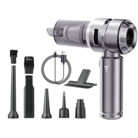 Cordless Mini Handheld Vacuum Cleaner, 16000PA Powerful Cyclone Suction, USB Rechargeable, Portable Car Vacuum Cleaner for Pet Hair, Car, Home, Office, Kitchen (Silver)