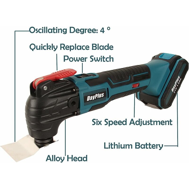 Briefness - Cordless Oscillating Tool Multi Tools 20000 rpm 6 Various Speed with Saw Blades Sanding Sheets Charge 21V 1.5Ah Battery Rechargeable