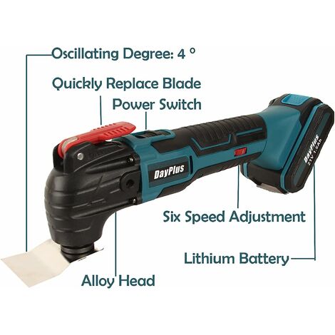 Cordless Oscillating Tool Multi Tools 20000 RPM 6 Various Speed with Saw Blades Sanding Sheets Charge 21V 1.5Ah Battery Rechargeable Multi Tool for DIY