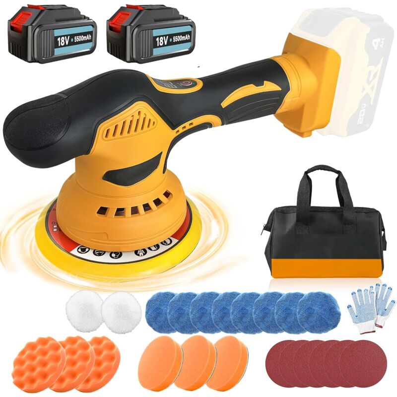 Cordless Polisher Buffer Sander Car Polishing Machine 5'+2Battery+Charger-Compatible with Makita Battery