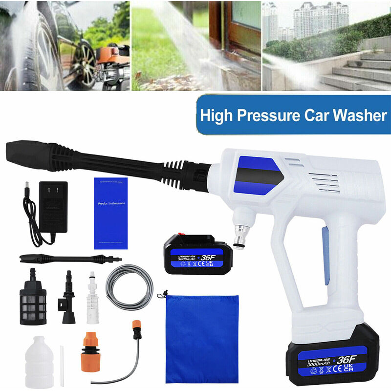 Briefness - Cordless Pressure Cleaner Portable Pressure Washer Lightweight Cordless Jet Wash Car Washer with 1.5Ah Battery Foam Generator Nozzle