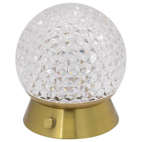 Cordless Table Lamp, Rechargeable Battery Operated Lamp, 3 Color Modes & Stepless Dimmable LED Touch Lamps, Portable Crystal Gold Metal Small Decorative Light for Kids Room, Bedroom, Gift(10.511.5CM)