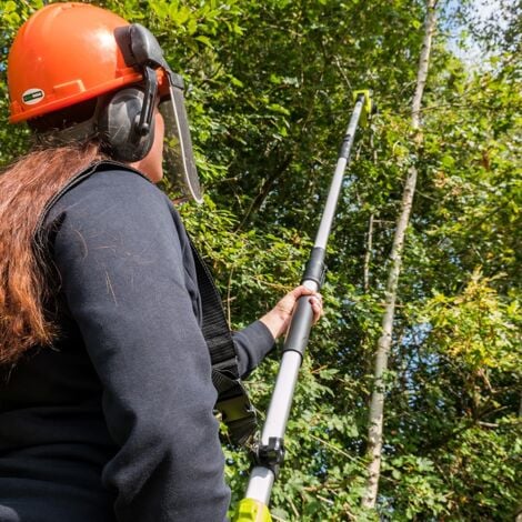 THOMPSON & MORGAN Cordless Telescopic Pole Chainsaw 20V Lithium-ion Battery & Charger, 30° Adjustable Head & Extendable 3m Reach - 3.8kg