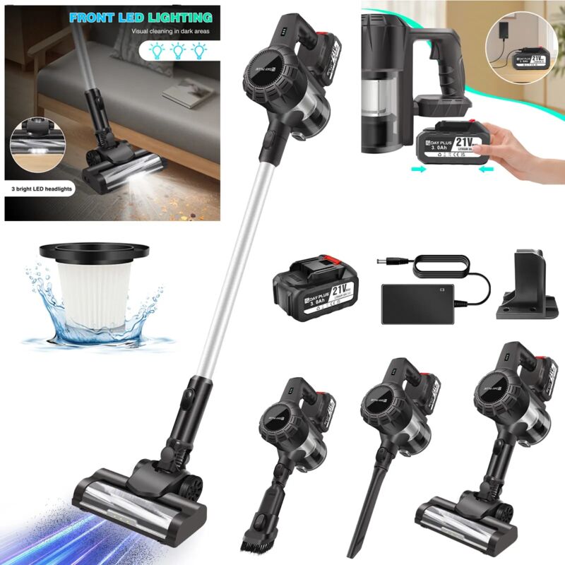 Dayplus - Cordless Vacuum Cleaner Hoover Upright Lightweight Handheld Bagless Vac 6 in 1