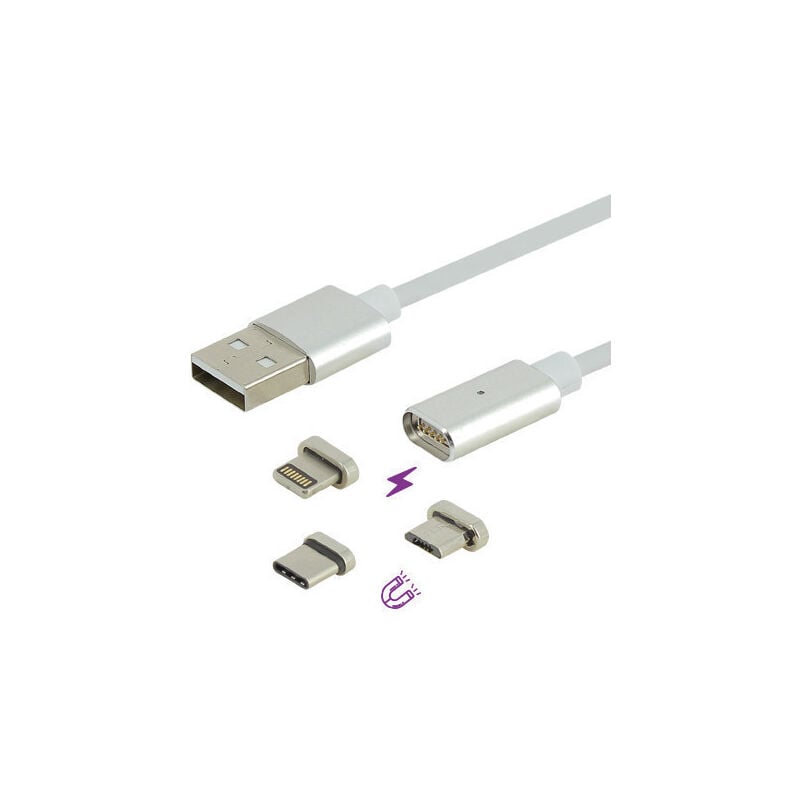 Cordon aimanté usb / Lightning usb-c Micro usb - 3 en 1 - Mâle / Mâle 1 mètre