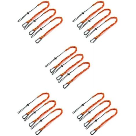 Cordon à outils, 15 cordons de sécurité avec mousqueton, amortisseur réglable