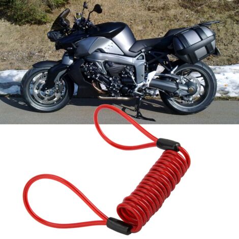 Cordon antivol PVC avec rappel pour disque de frein moto et vélo, fil d'alerte rouge