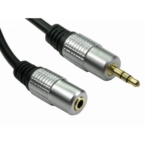 Cordon audio Jack mâle 3,5 mm vers Fiche femelle 3,5 mm, Long. 1m ( Prix pour 1 )